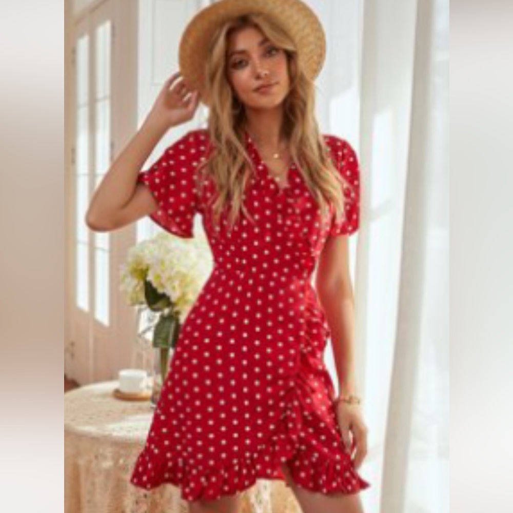 SHEIN Red Polka Dot Dress